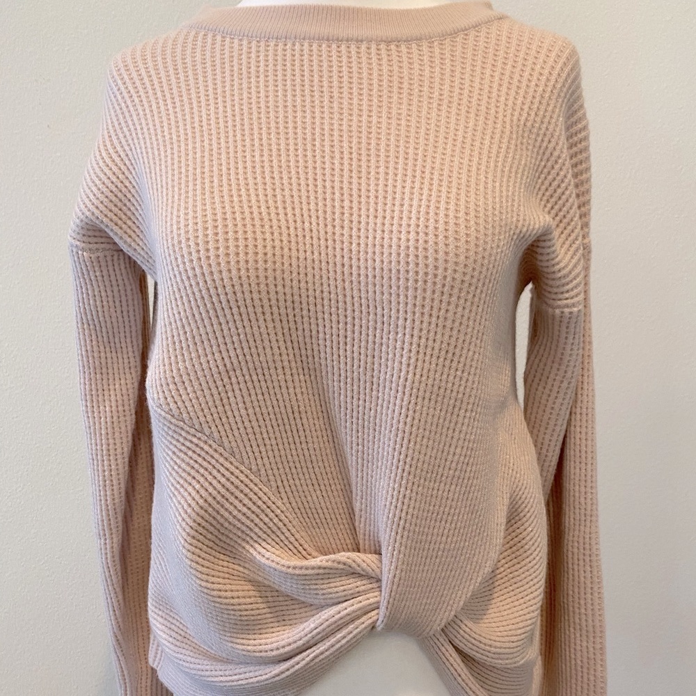 NWT light tan colored knot front sweater